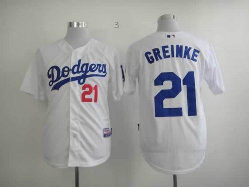 Dodgers #21 Zack Greinke White Cool Base Stitched MLB Jersey - Click Image to Close